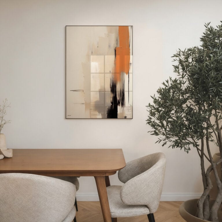 פרינטים לבית - תמונת קנבס של ציור שמן אבסטרקטי מודרני בגווני אדמה להדפסה על בד קנבס או נייר פוטו ארט.