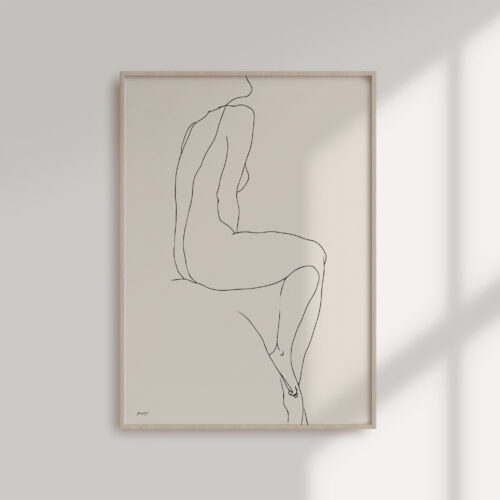 תמונה נורדית מינימליסטית של דמות אשה בקו אחד רציף. תמונות למכירה בסגנון אבסטרקטי