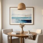 הדפס אמנות עדין — הדפס בגוונים כחול ולבן