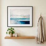 הדפס אמנות עדין — הדפס בגוונים כחול ולבן