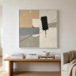 Close up dripping black ink minimalist geometry print living room decor