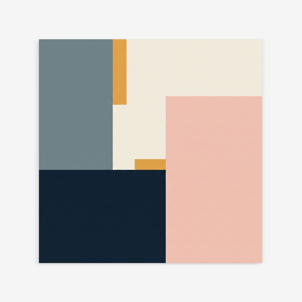 Muted geometric color block abstract art print in sage and terracotta