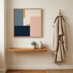 Close-up of soft blush and dusty blue geometric shapes fine art print