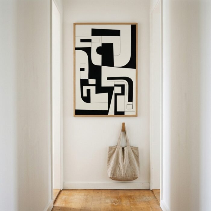 הדפס אמנות עדין — הדפס בצבעי שחור ולבן