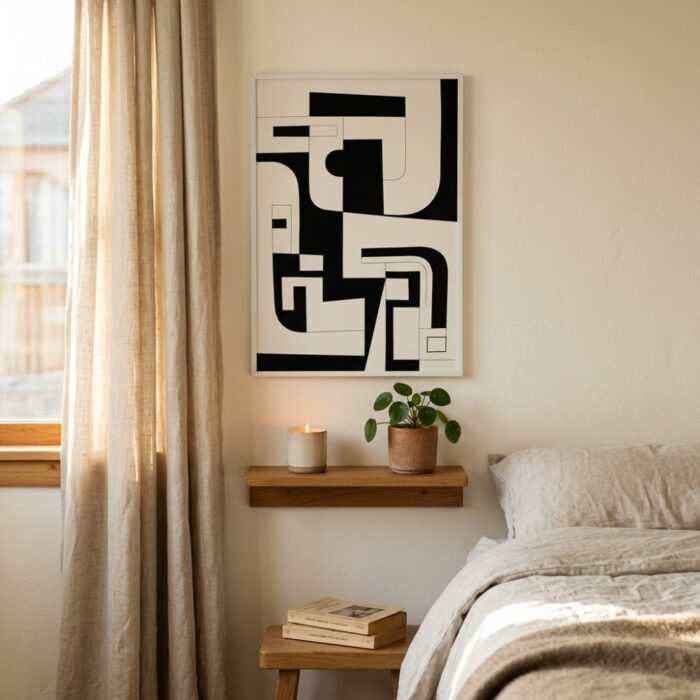 הדפס אמנות עדין — הדפס בצבעי שחור ולבן