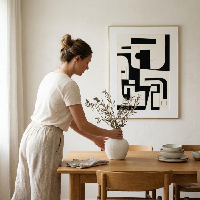 הדפס אמנות עדין — הדפס בצבעי שחור ולבן