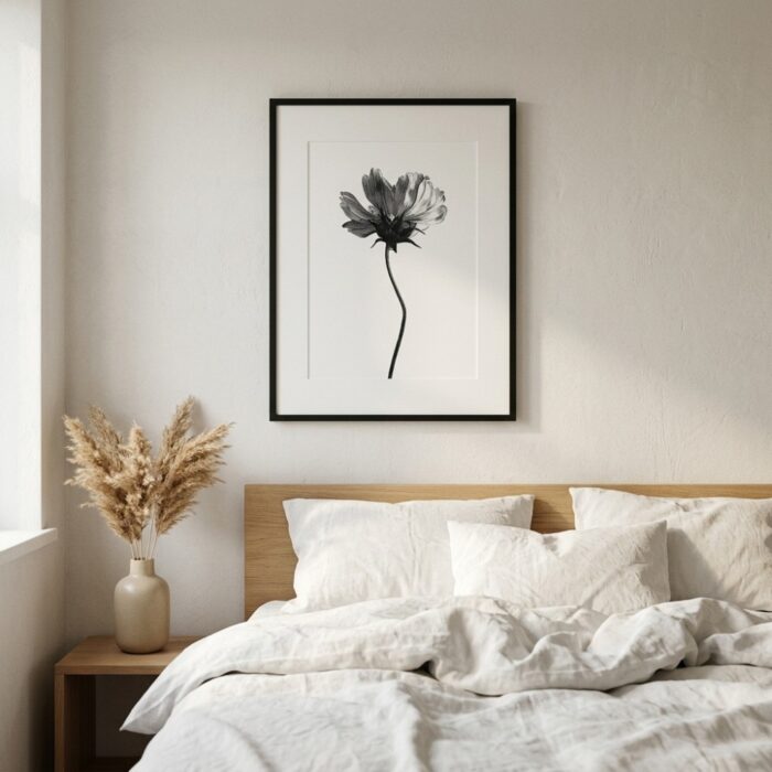 Cosmos Flower Engraving Print — Botanical Art Print, Black Art Prints print