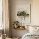 Close-up olive watercolor wash texture on fine art print paper