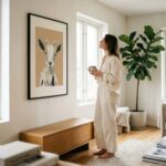 תמונת דיוקן עז לבנה מפורטת בגוונים חמים בסגנון ריאליסטי מינימליסטי